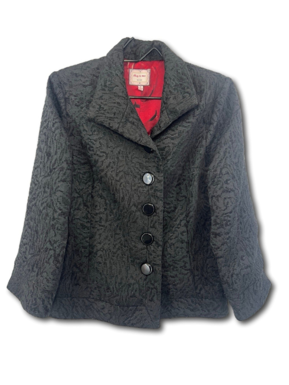 Becky & Max New York Black Textured Jacket Button Vintage Blazer Women’s Size S